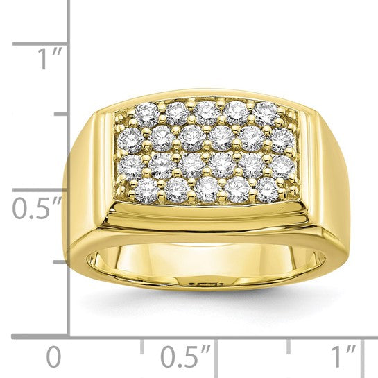 Anillo para Hombre de Oro 10k con Diamante de 1 Quilate Creado en Laboratorio (VS/SI+ G+)-Estilo Cluster Completo