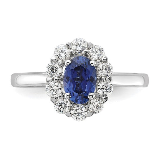 14k White Gold Ring with Sapphire Birthstone