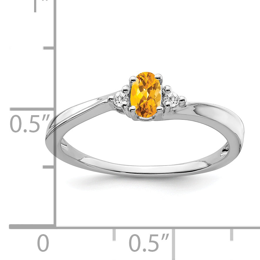 Citrine and Diamond Ring in 14k White Gold