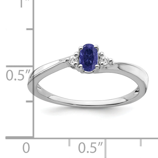 Lab-Created Sapphire and Diamond Ring in 14k White Gold