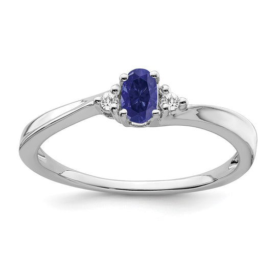 Lab-Created Sapphire and Diamond Ring in 14k White Gold