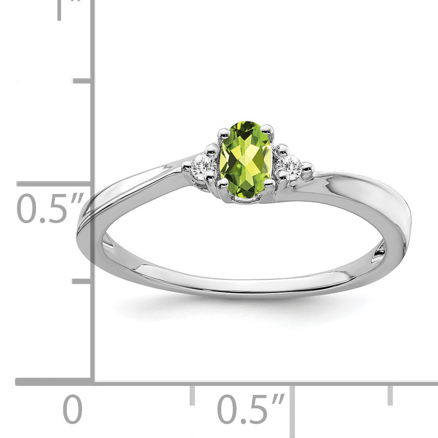 Peridot and Diamond Ring in 14k White Gold