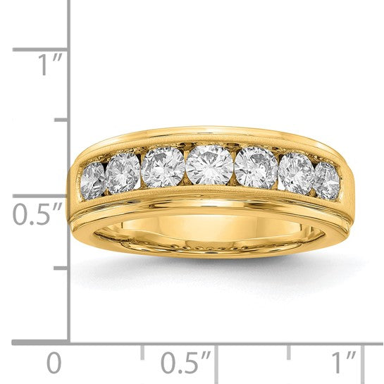 Anillo para Hombre de Oro 10k Cepillado con Diamante Creado en Laboratorio (VS/SI FGH)-Alianza de Boda Completa