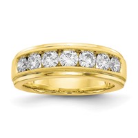 Anillo para Hombre de Oro 10k Cepillado con Diamante Creado en Laboratorio (VS/SI FGH)-Alianza de Boda Completa