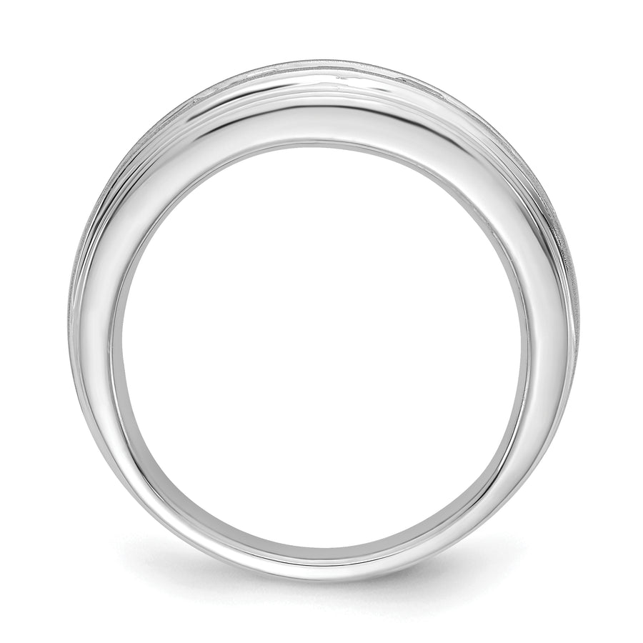 Anillo para Hombre de Oro 10k Cepillado con Diamante Creado en Laboratorio (VS/SI FGH)-Alianza de Boda Completa