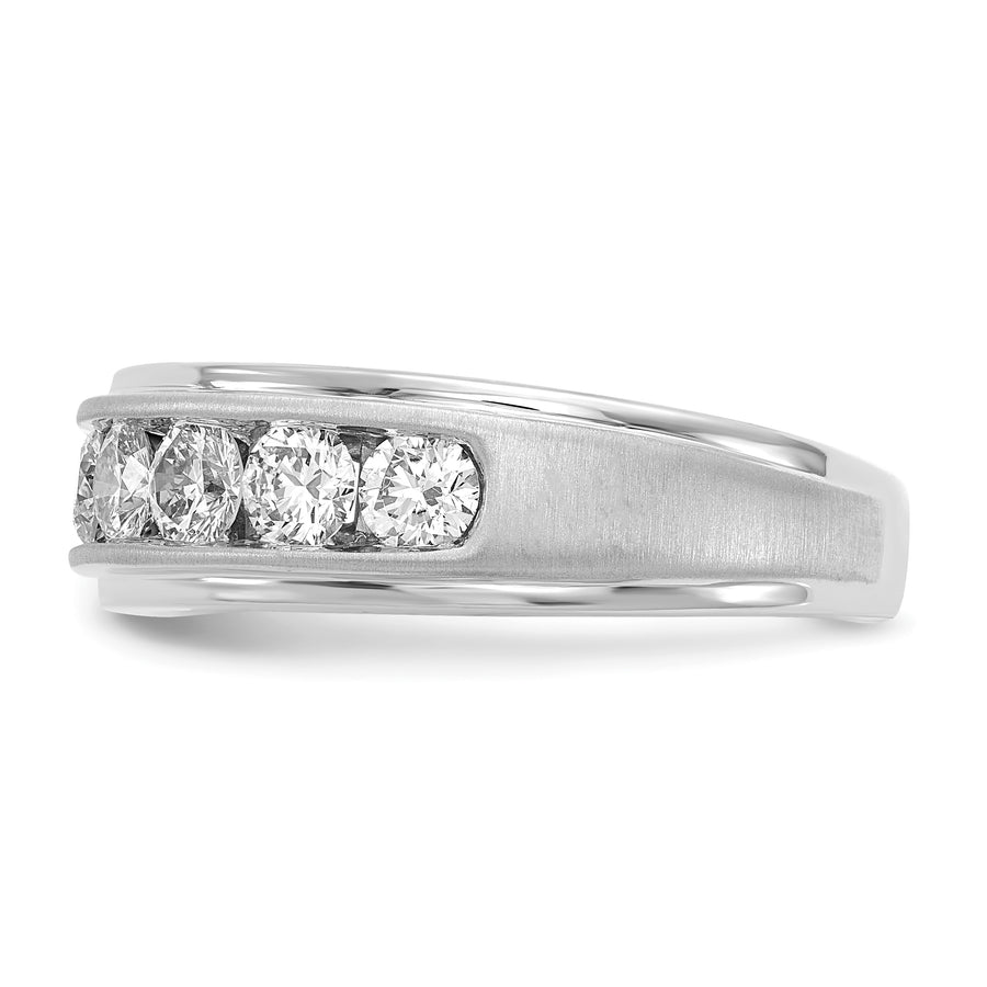 Anillo para Hombre de Oro 10k Cepillado con Diamante Creado en Laboratorio (VS/SI FGH)-Alianza de Boda Completa