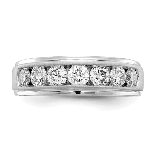 Anillo para Hombre de Oro 10k Cepillado con Diamante Creado en Laboratorio (VS/SI FGH)-Alianza de Boda Completa