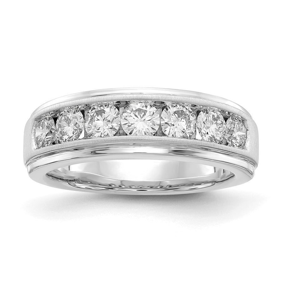 Anillo para Hombre de Oro 10k Cepillado con Diamante Creado en Laboratorio (VS/SI FGH)-Alianza de Boda Completa
