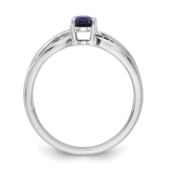 Sapphire and Diamond Ring in Polished 14k White Gold