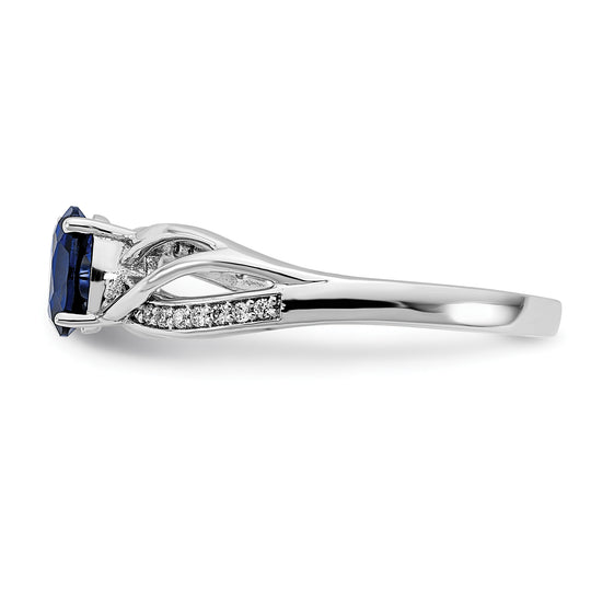 Sapphire and Diamond Ring in Polished 14k White Gold