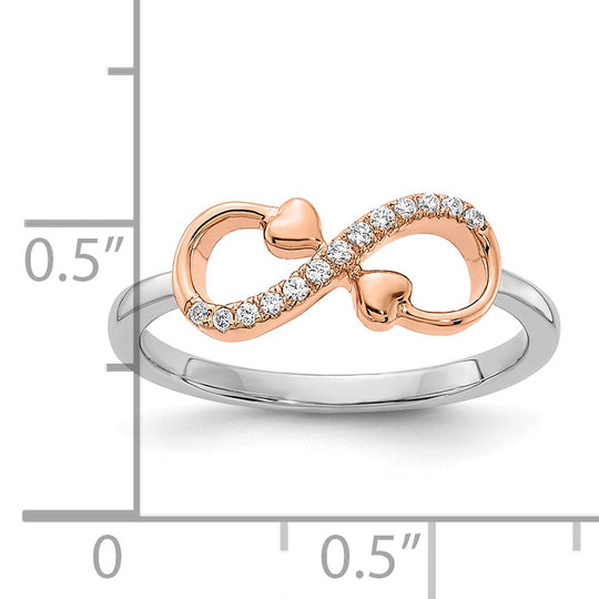 Heart and Infinity Diamond Ring in 14k White and Rose Gold – Amore