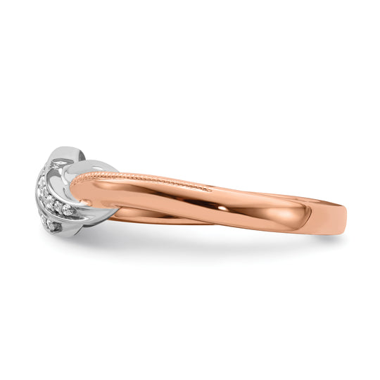Anillo de Diamantes en Oro Bicolor Blanco y Rosa de 14k Pulido y Elegante