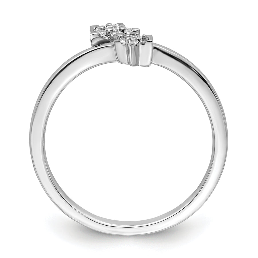 Anillo de Diamante en Oro Blanco de 14k con Estrella y Diseño Bypass