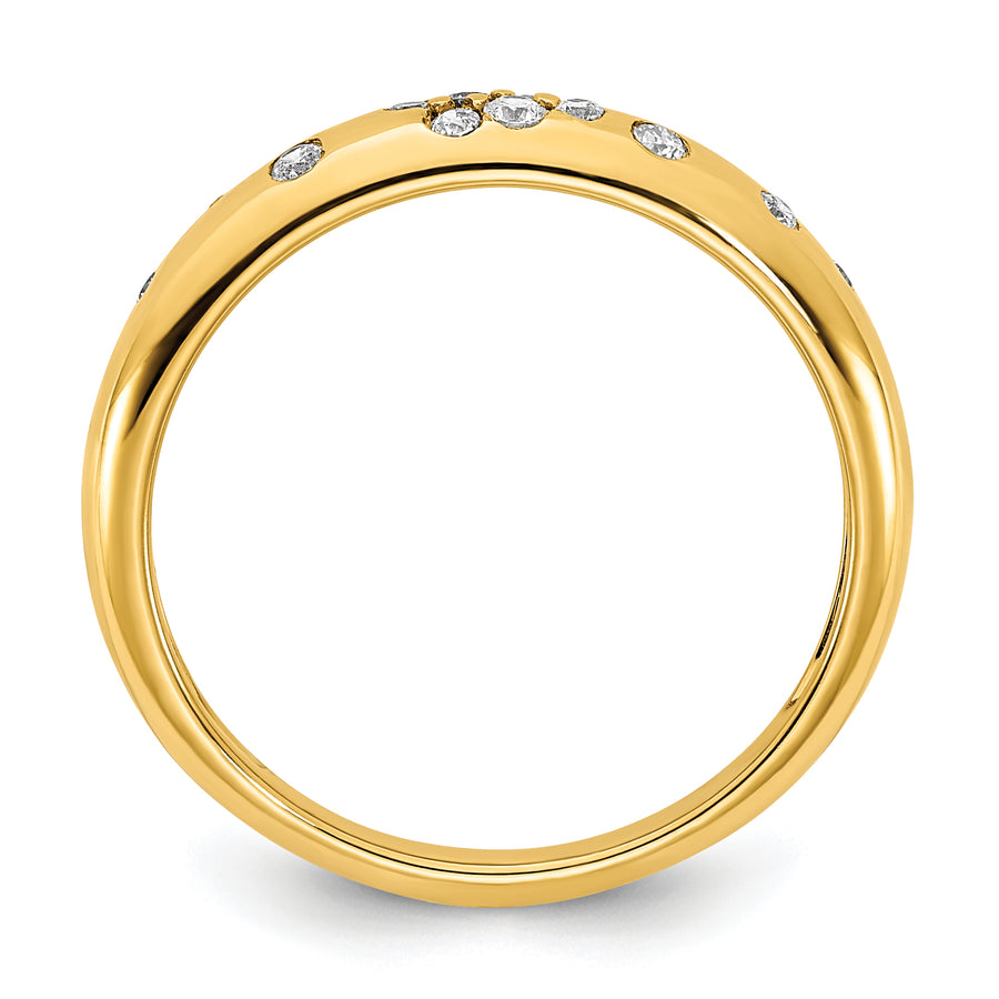 Anillo de Oro Amarillo Pulido con Diamantes Dispersos de 14k