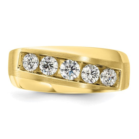 Anillo para Hombre de Oro 10k con 5 Diamantes Creados en Laboratorio (VS/SI FGH)-Completo