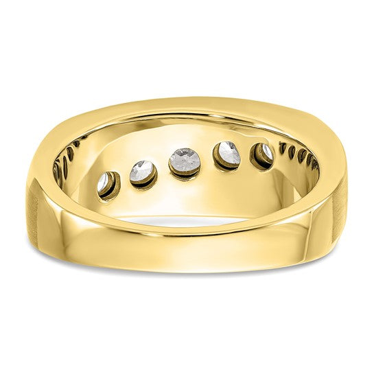 Anillo para Hombre de Oro 10k con 5 Diamantes Creados en Laboratorio (VS/SI FGH)-Completo