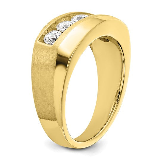 Anillo para Hombre de Oro 10k con 5 Diamantes Creados en Laboratorio (VS/SI FGH)-Completo