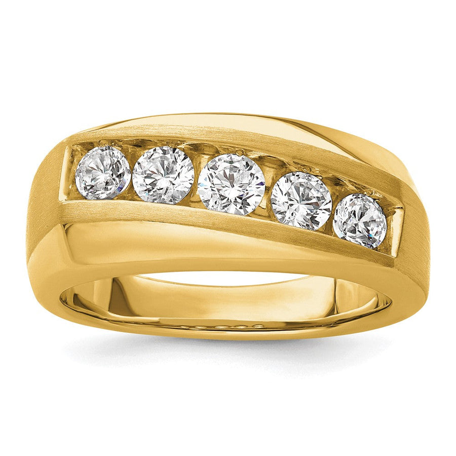 Anillo para Hombre de Oro 10k con 5 Diamantes Creados en Laboratorio (VS/SI FGH)-Completo