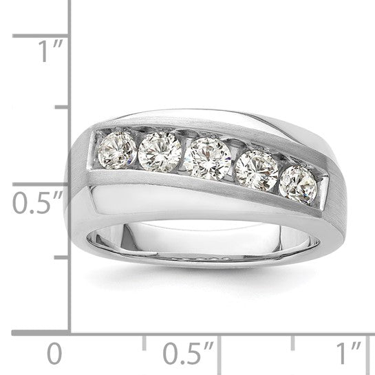 Anillo para Hombre de Oro 10k con 5 Diamantes Creados en Laboratorio (VS/SI FGH)-Completo