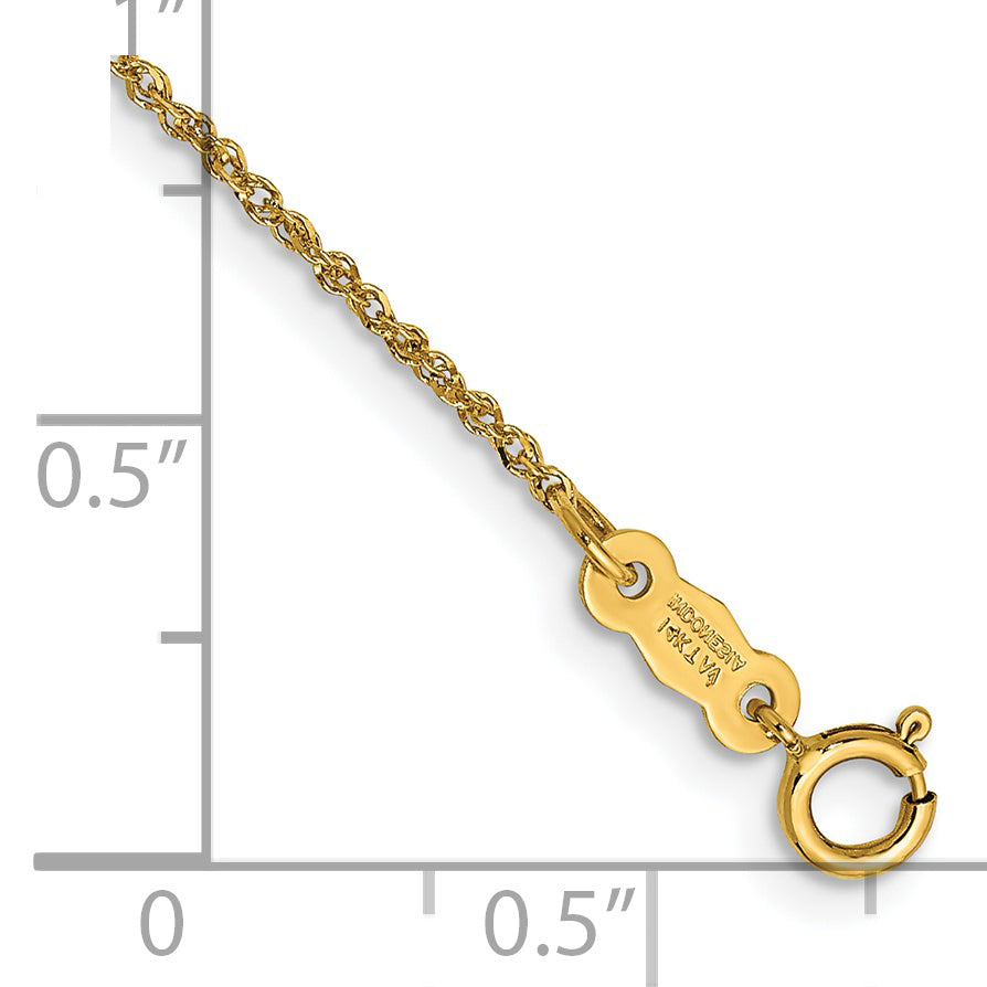Tobillera de Oro Amarillo de 14K de 10 pulgadas con Cierre de Anillo de Resorte