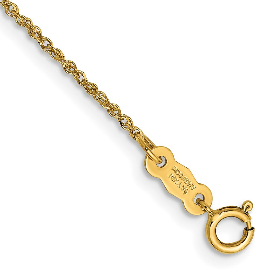Tobillera de Oro Amarillo de 14K de 10 pulgadas con Cierre de Anillo de Resorte