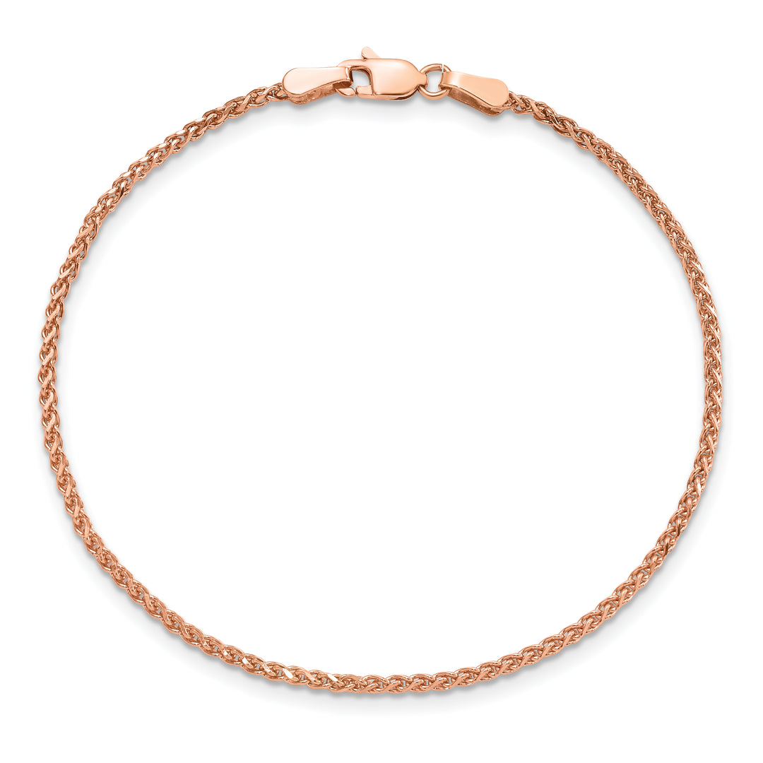 14K Rose Gold 7 Inch 1.7mm Diamond-Cut Spiga Bracelet with Lobster Clasp