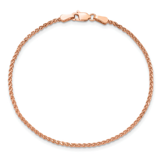 14K Rose Gold 7 Inch 1.7mm Diamond-Cut Spiga Bracelet with Lobster Clasp