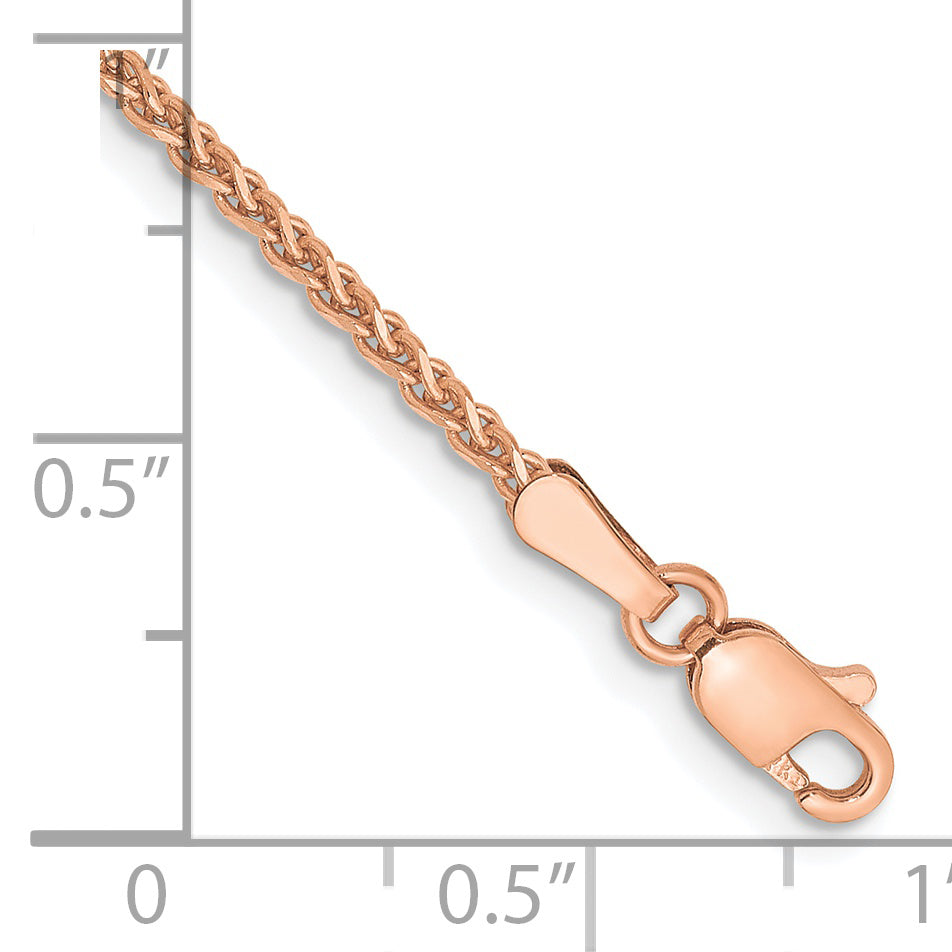 14K Rose Gold 7 Inch 1.7mm Diamond-Cut Spiga Bracelet with Lobster Clasp