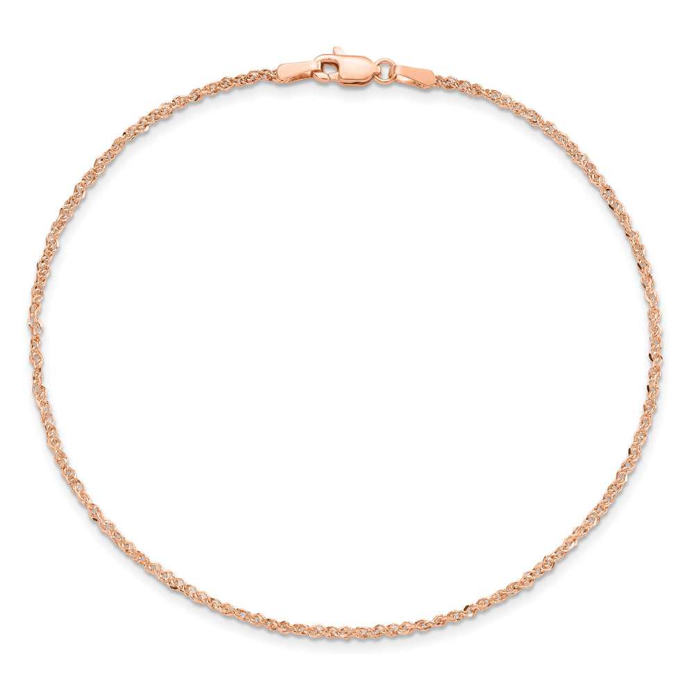 Tobillera Ropa de 14k en Oro Rosa de 9 pulgadas y 1.7 mm con Cierre de Langosta