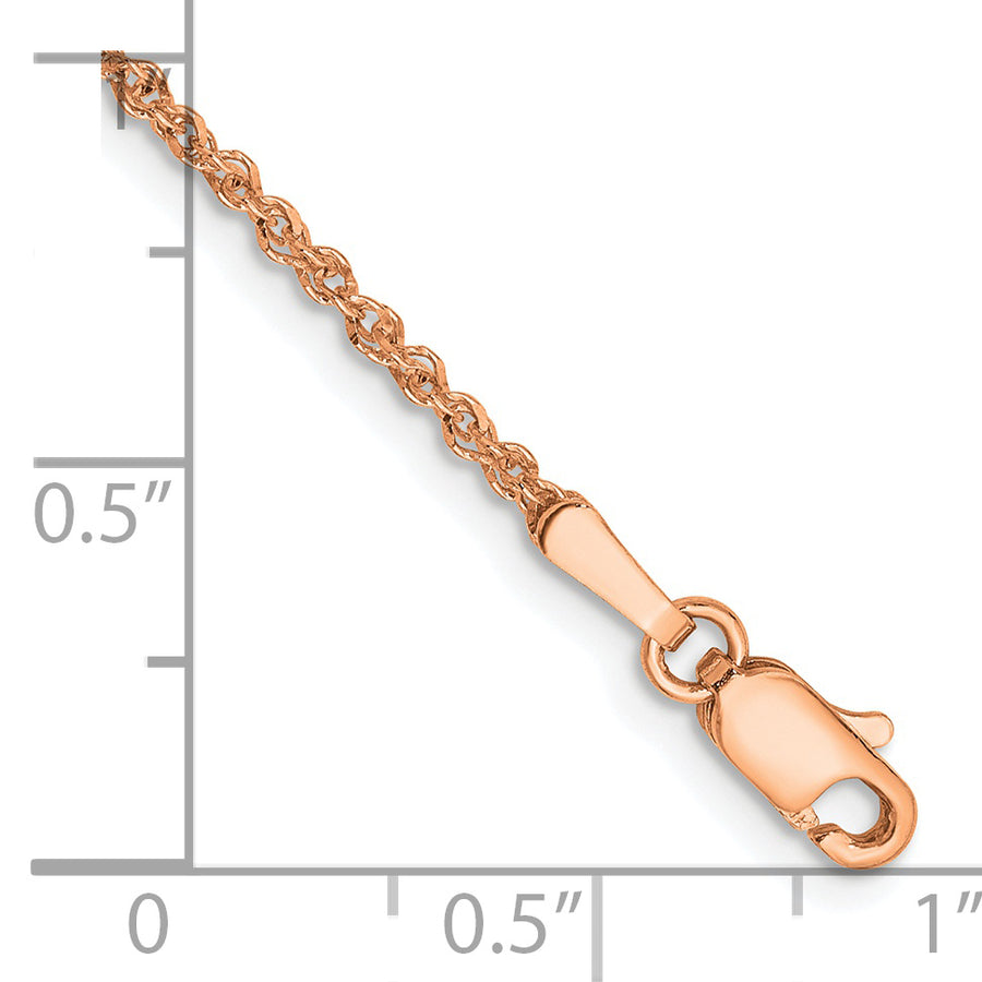 Tobillera Ropa de 14k en Oro Rosa de 9 Pulgadas y 1.7 mm con Cierre de Langosta