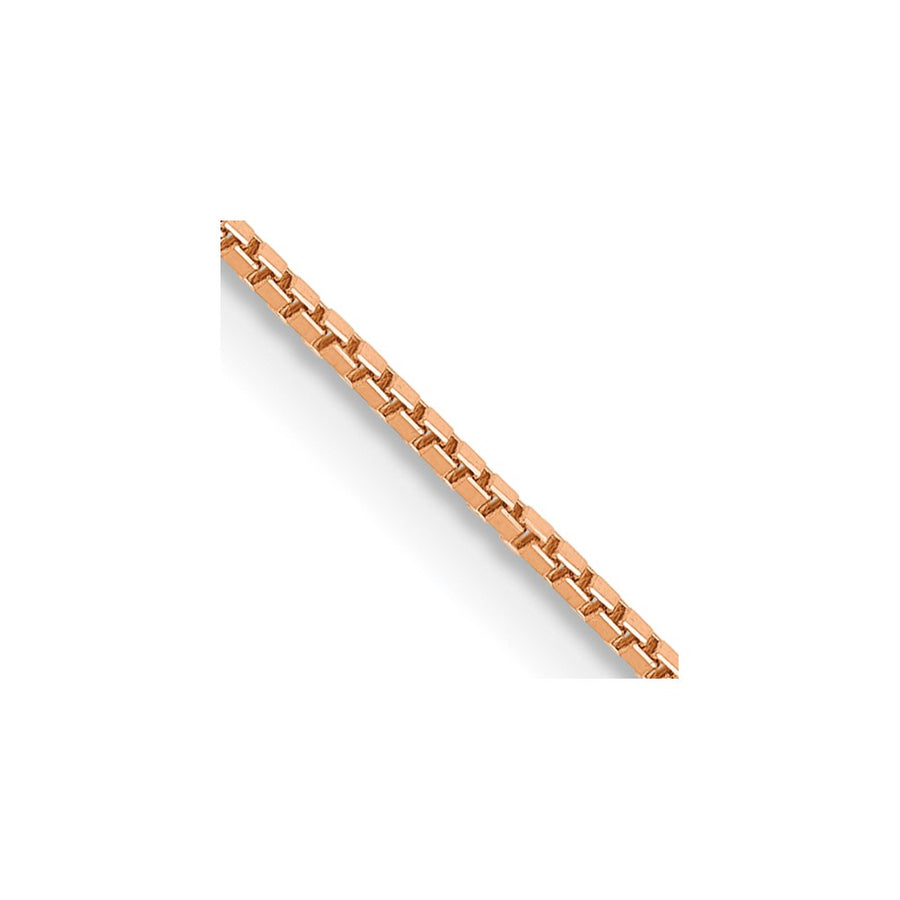 Cadena tipo caja de oro rosa de 14 k de 0,9 mm