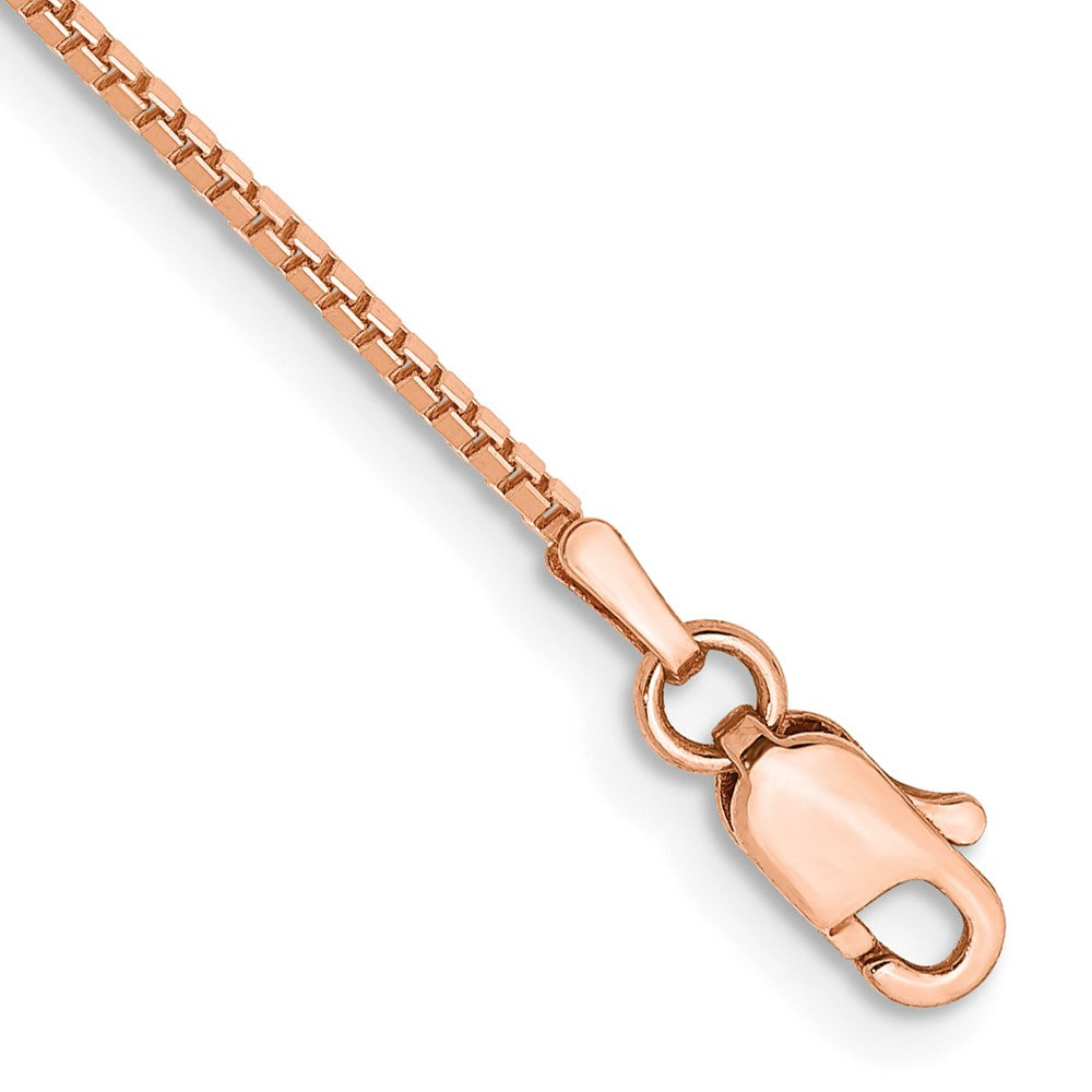 Pulsera de 8 pulgadas con eslabones tipo Caja de 1 mm en Oro Rosa de 14k con Cierre de Langosta