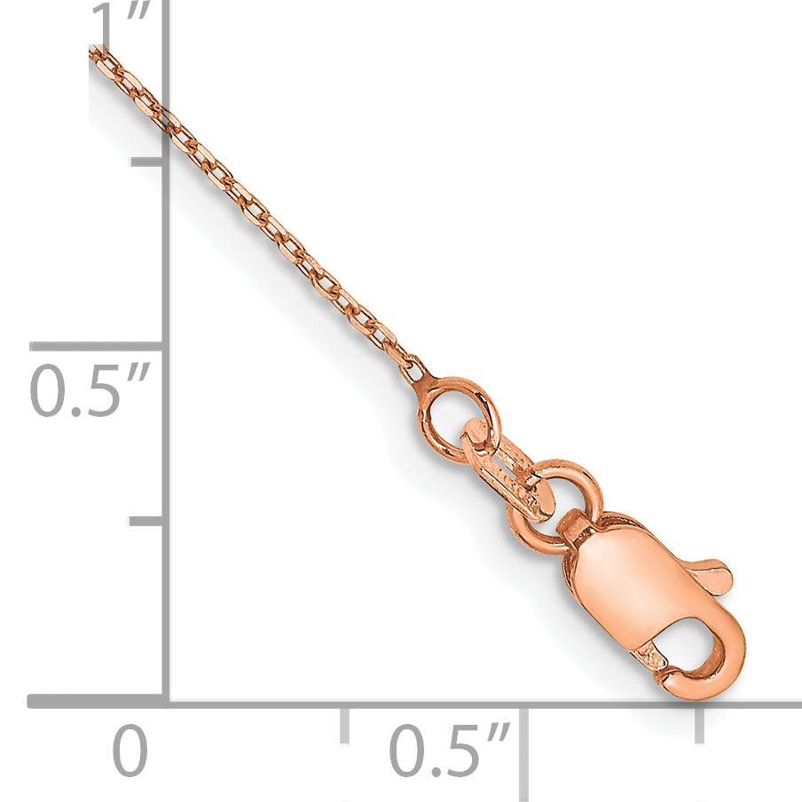Tobillera Cadena 14K Oro Rosa 10 Pulgadas .8mm Corte Diamante con Cierre de Langosta