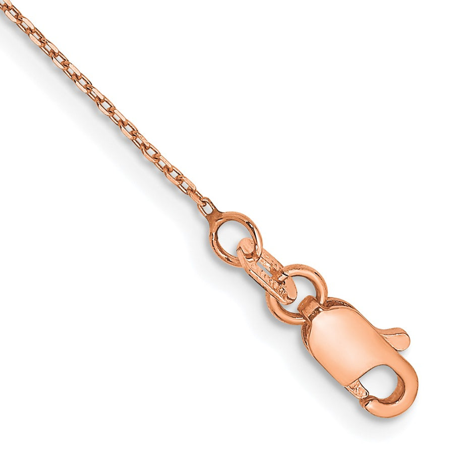 Tobillera Cadena 14K Oro Rosa 10 Pulgadas .8mm Corte Diamante con Cierre de Langosta