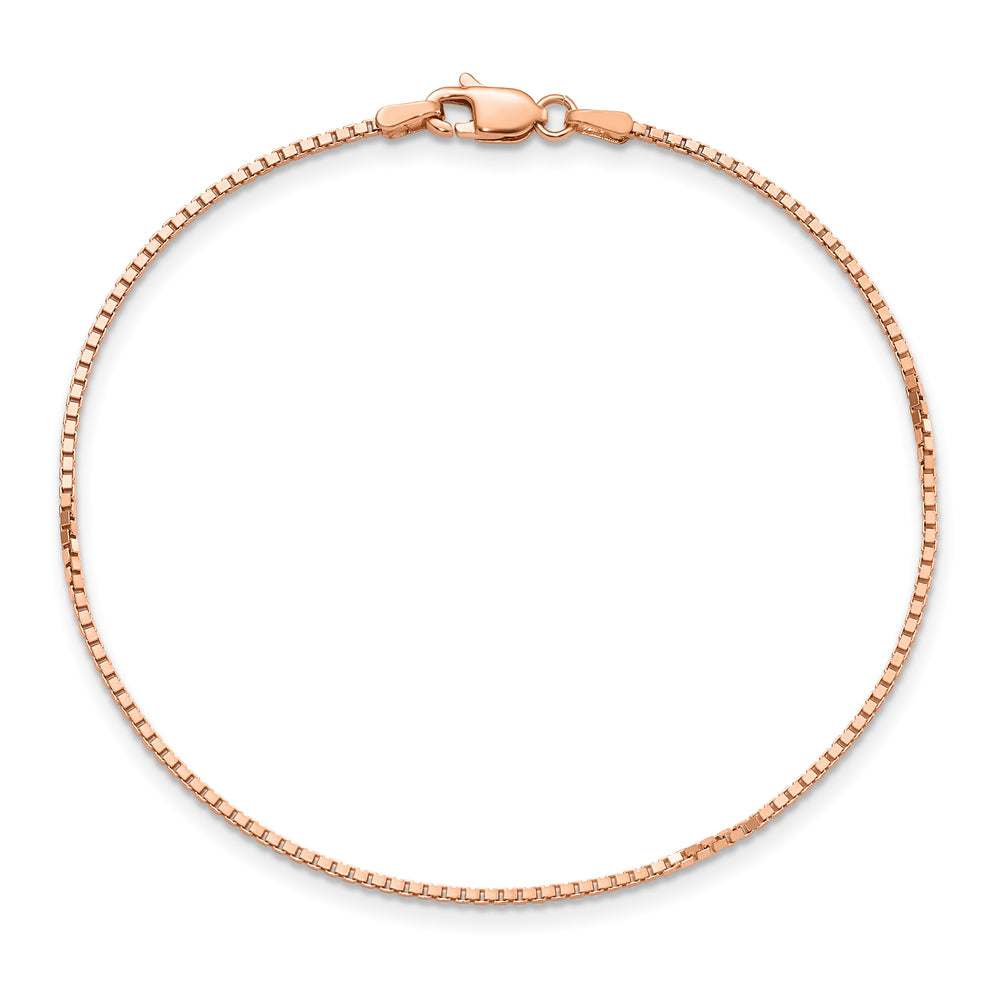 Pulsera de 8 pulgadas con eslabones tipo Caja de 1.1 mm en Oro Rosa de 14k con Cierre de Langosta