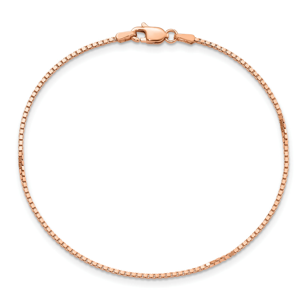 Pulsera de 7 pulgadas con eslabones tipo Caja de 1.10 mm en Oro Rosa de 14k con Cierre de Langosta