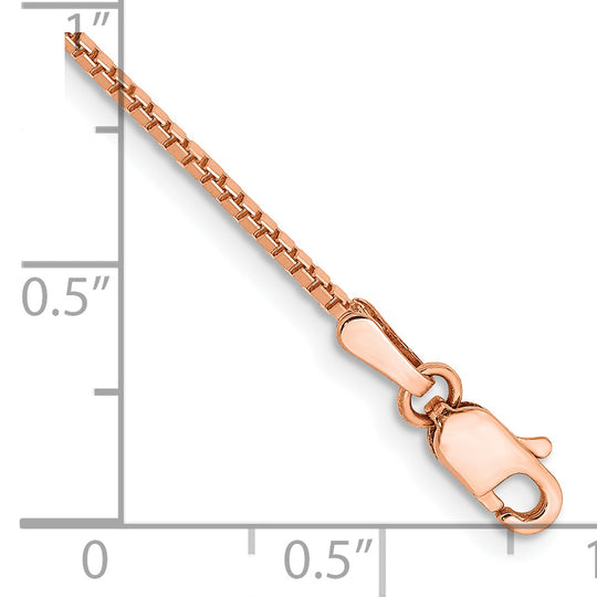 Pulsera de 7 pulgadas con eslabones tipo Caja de 1.10 mm en Oro Rosa de 14k con Cierre de Langosta