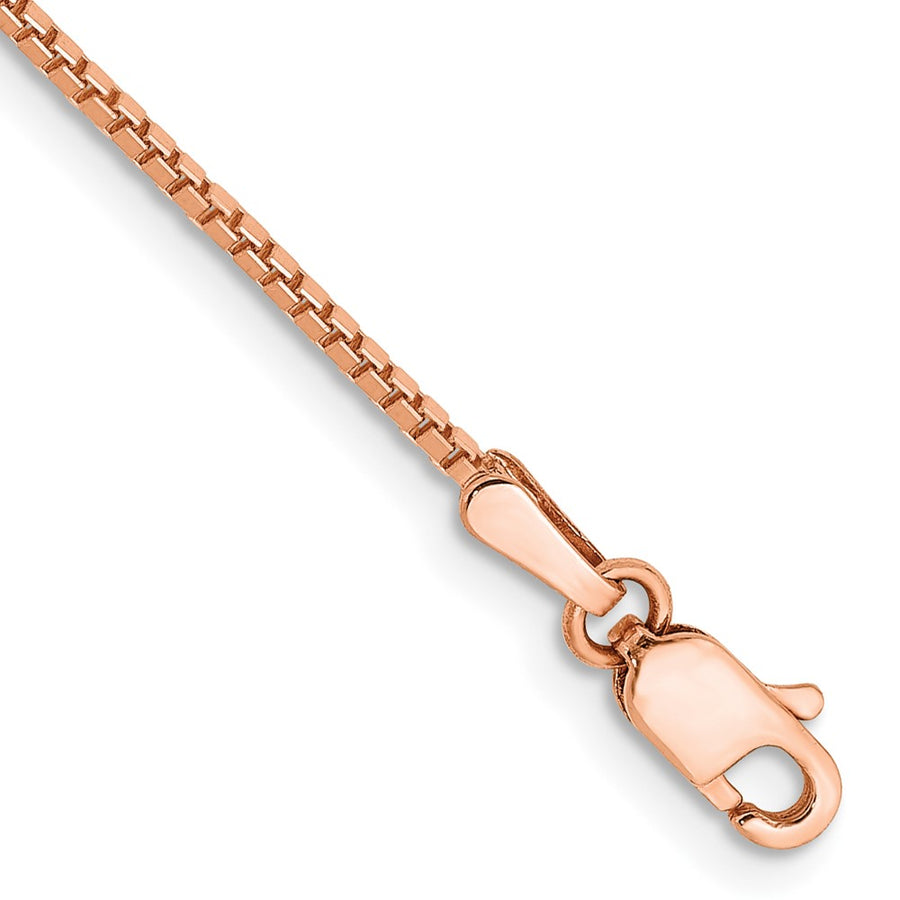 Pulsera de 8 pulgadas con eslabones tipo Caja de 1.1 mm en Oro Rosa de 14k con Cierre de Langosta