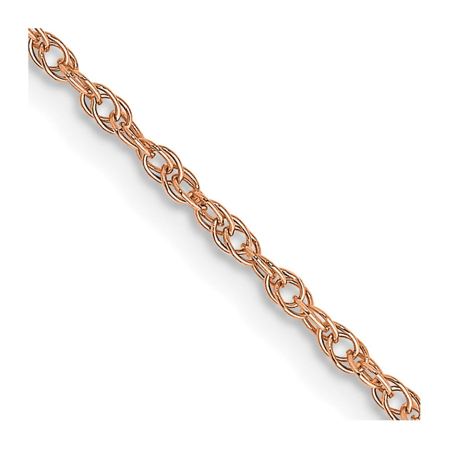 Cadena de cuerda para bebé de oro rosa de 14 k de 1,15 mm