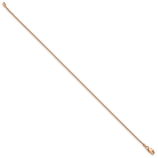 Pulsera de 8 pulgadas con eslabones tipo Caja de 0.95 mm en Oro Rosa de 14k con Cierre de Langosta