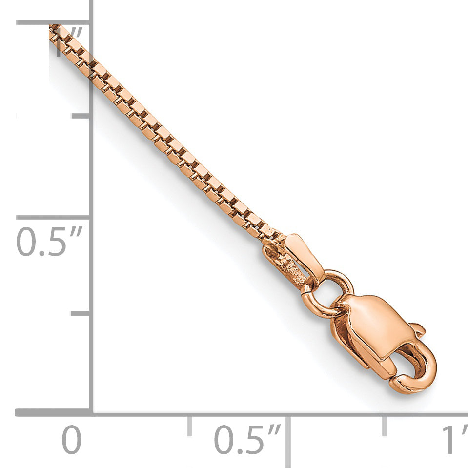 Pulsera de 8 pulgadas con eslabones tipo Caja de 0.95 mm en Oro Rosa de 14k con Cierre de Langosta