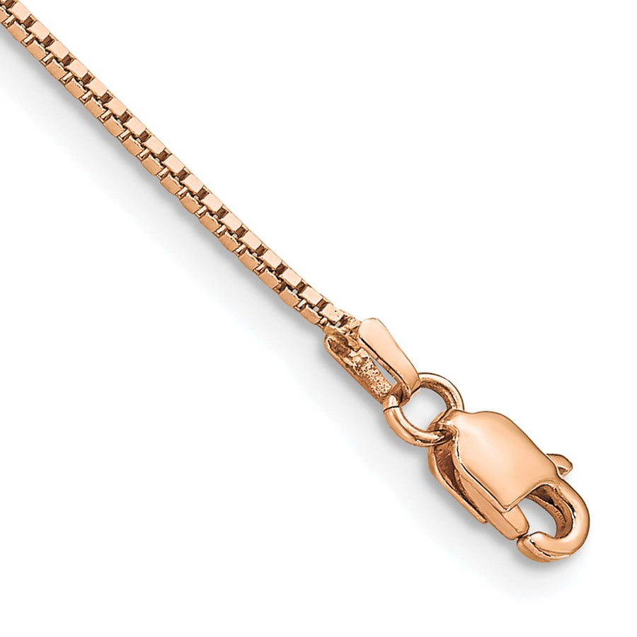 Pulsera de 8 pulgadas con eslabones tipo Caja de 0.95 mm en Oro Rosa de 14k con Cierre de Langosta