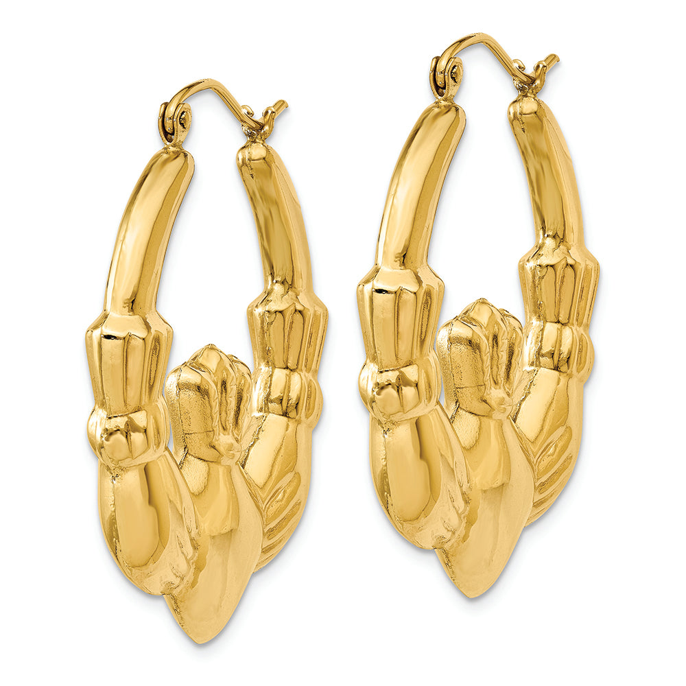 Aretes de Aro Claddagh Pulidos en Oro Amarillo de 14k