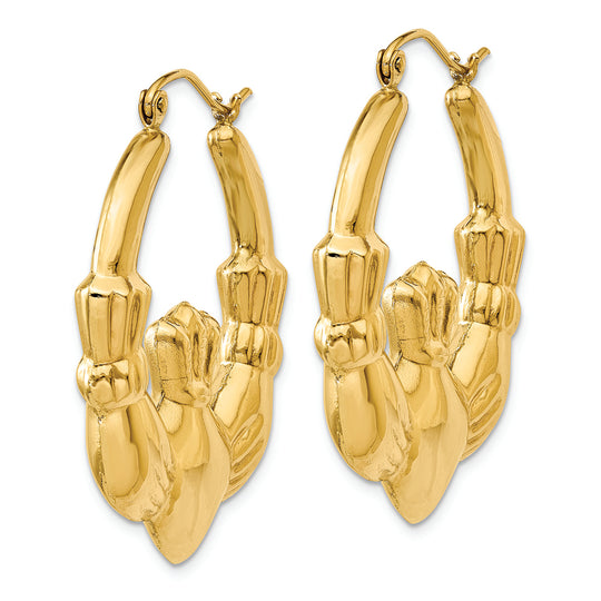 Aretes de Aro Claddagh Pulidos en Oro Amarillo de 14k