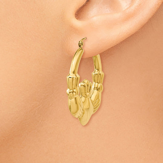 Aretes de Aro Claddagh Pulidos en Oro Amarillo de 14k