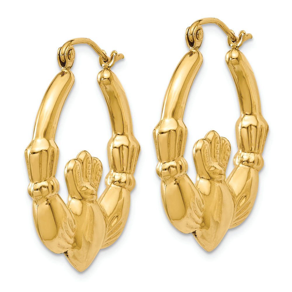 Aretes de Aro Claddagh en Oro Amarillo de 14k Pulido