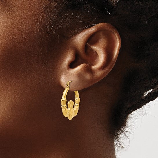 Aretes de Aro Claddagh en Oro Amarillo de 14k Pulido