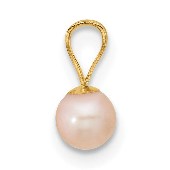 4-5mm Near Round Pink Freshwater Cultured Pearl Pendant in 14k Yellow Gold