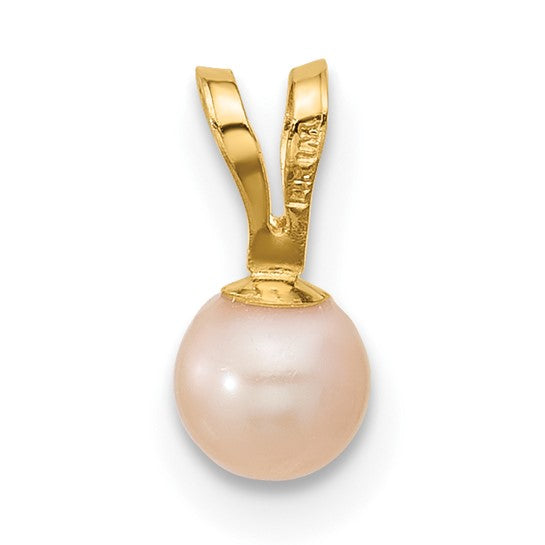 4-5mm Near Round Pink Freshwater Cultured Pearl Pendant in 14k Yellow Gold
