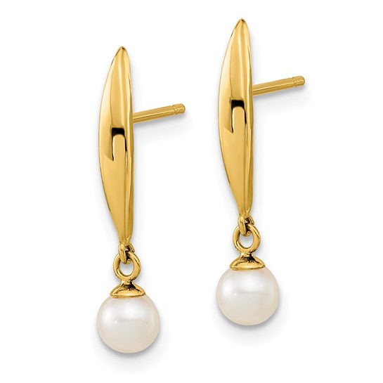 Pendientes de Oro Amarillo de 14k Madi K con Perla de Agua Dulce Cultivada de 4mm